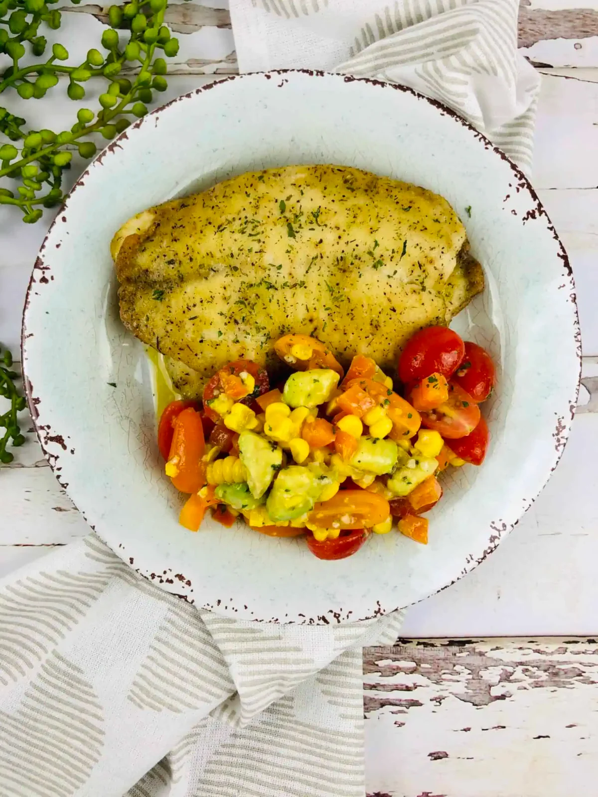 Baked Haddock with Corn Salad