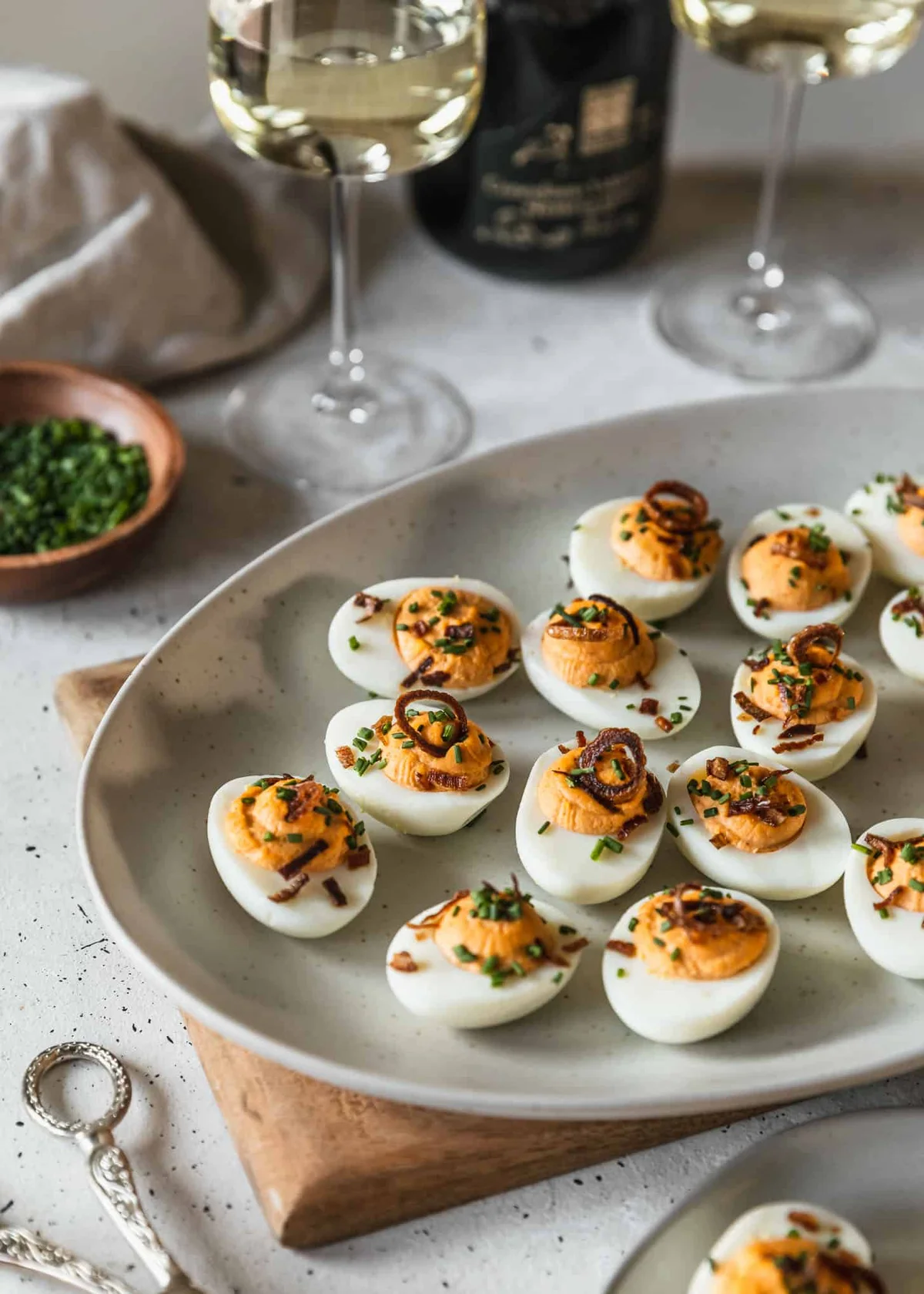 Spicy Deviled Eggs With Crispy Shallots
