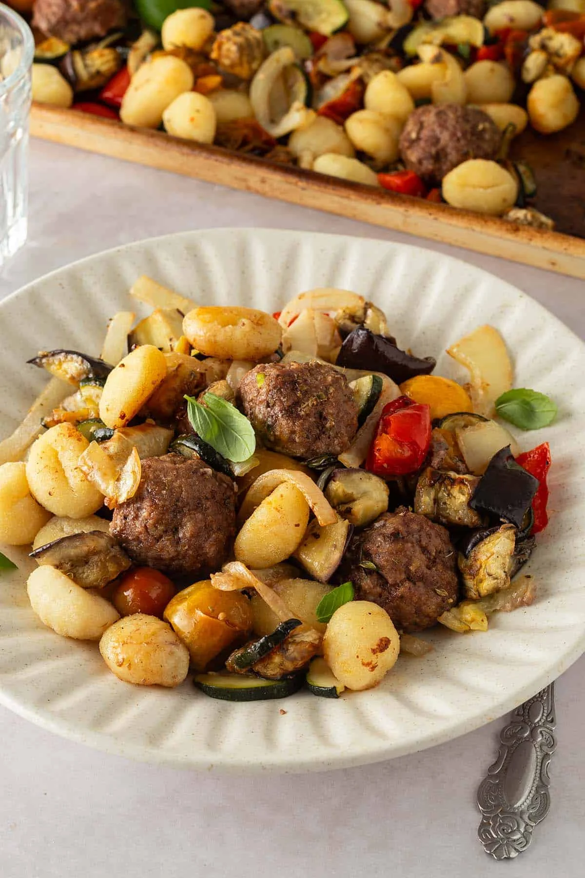 Sheet Pan Ratatouille with Meatballs & Gnocchi