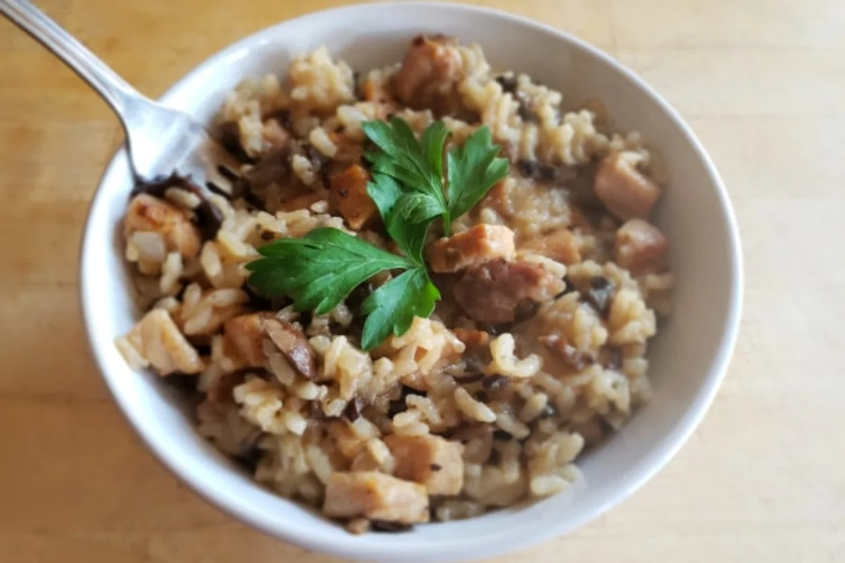 Pressure Cooker Slow Smoked Mesquite Pork Risotto