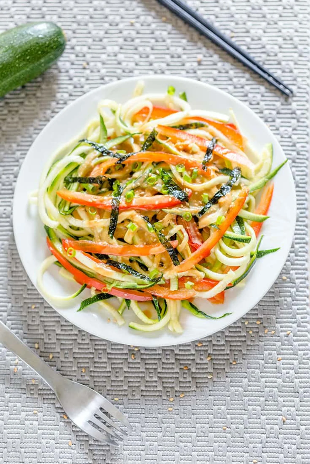 Japanese Zucchini Noodle Salad with Miso Dressing