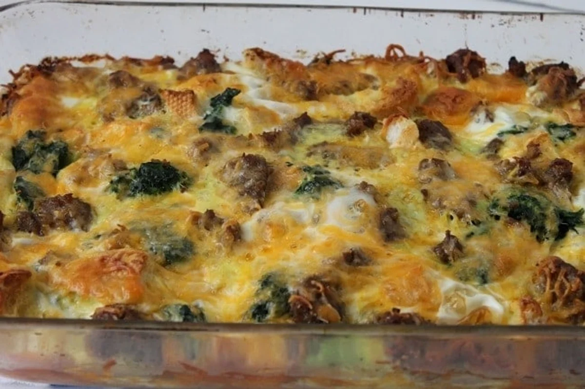 Sausage and Spinach Strata