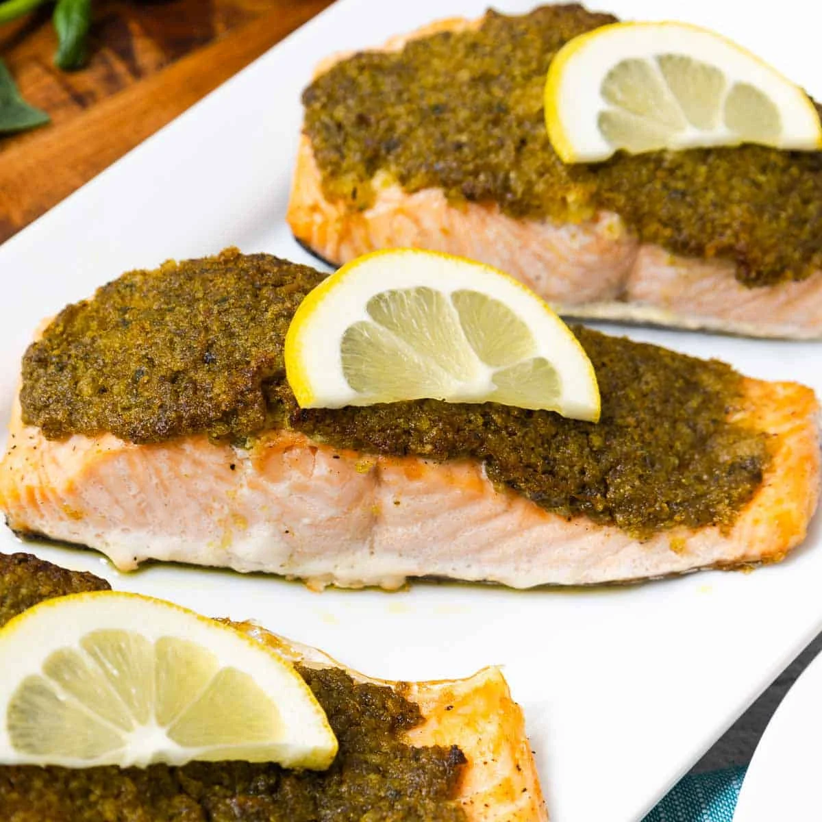 Baked Pesto Crusted Salmon with Panko