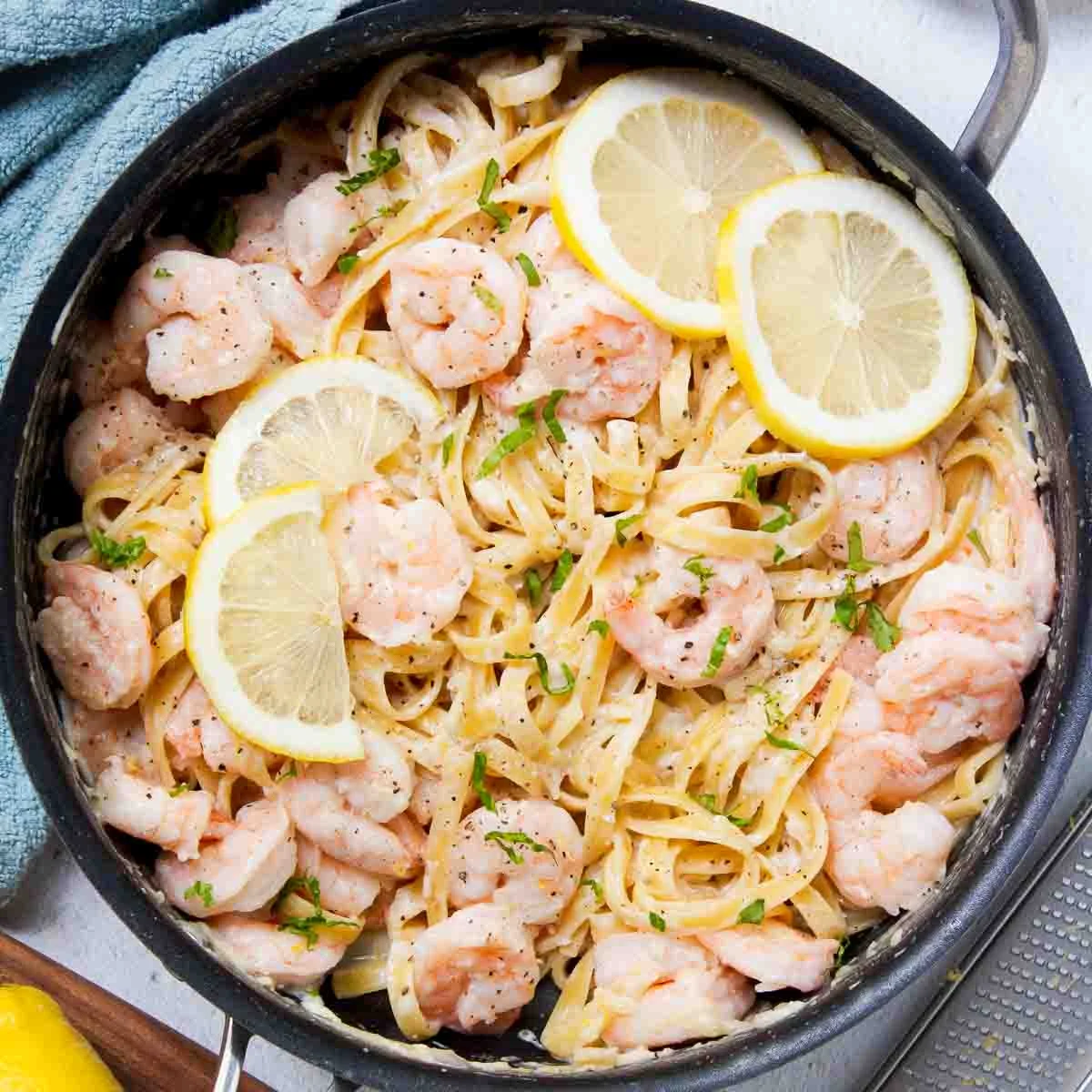 One Pot Lemon Garlic Shrimp Pasta