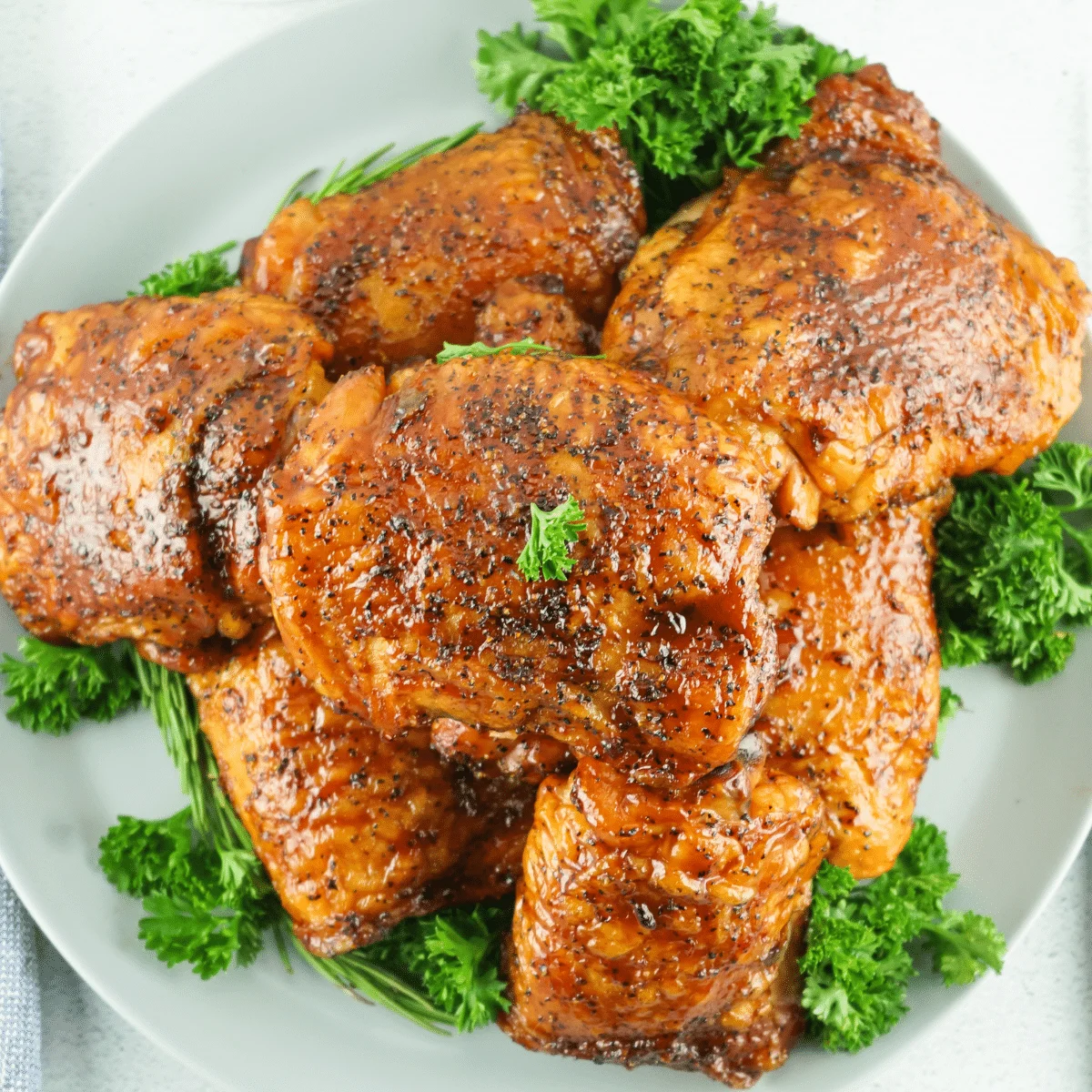 Sticky BBQ Smoked Chicken Thighs
