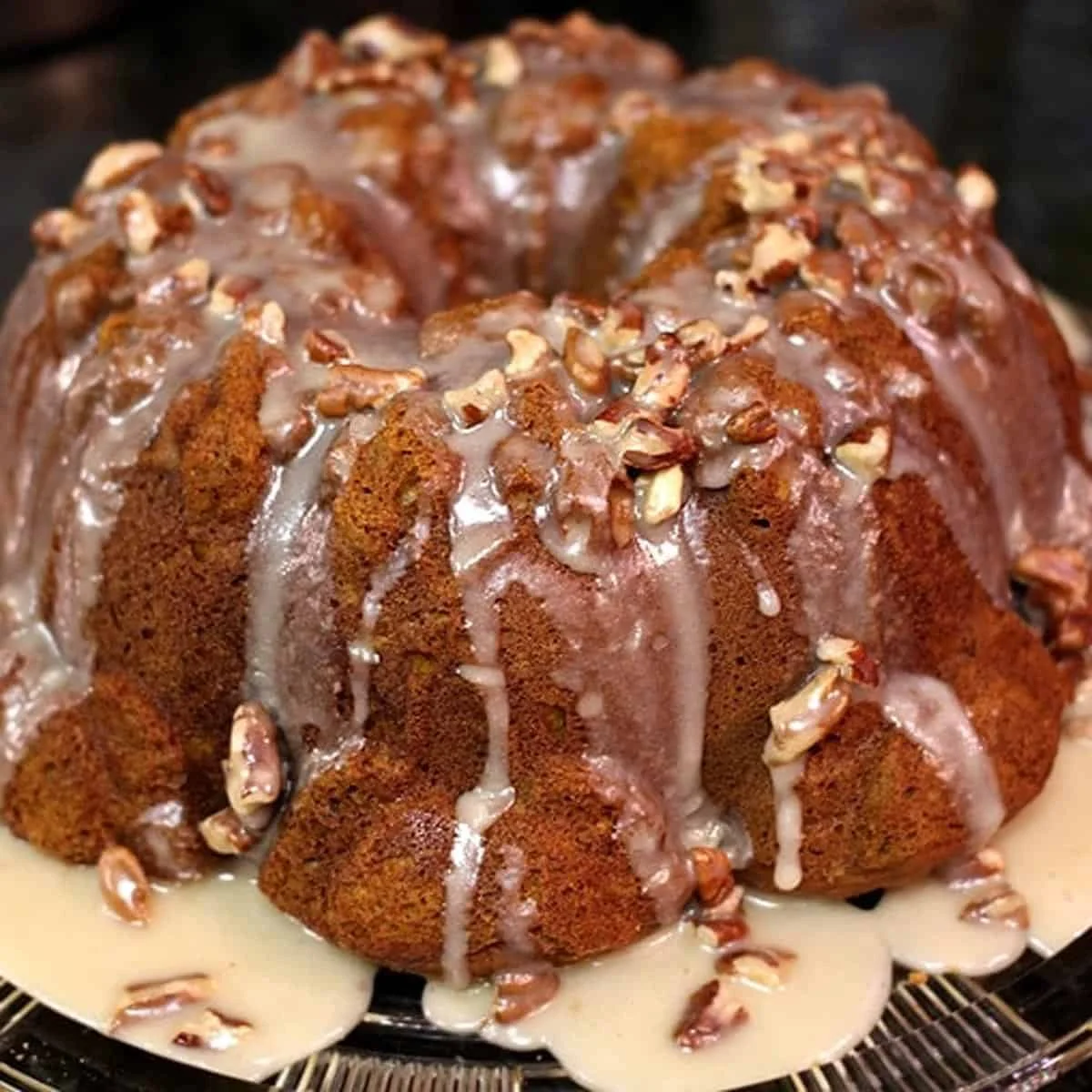 Pumpkin Pound Cake With Maple Pecan Glaze