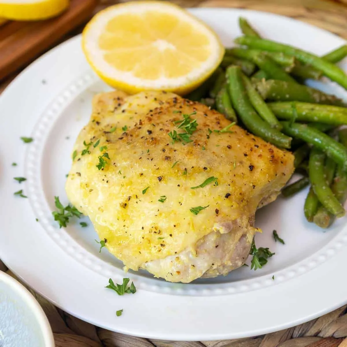 Oven Baked Lemon Pepper Chicken Thighs