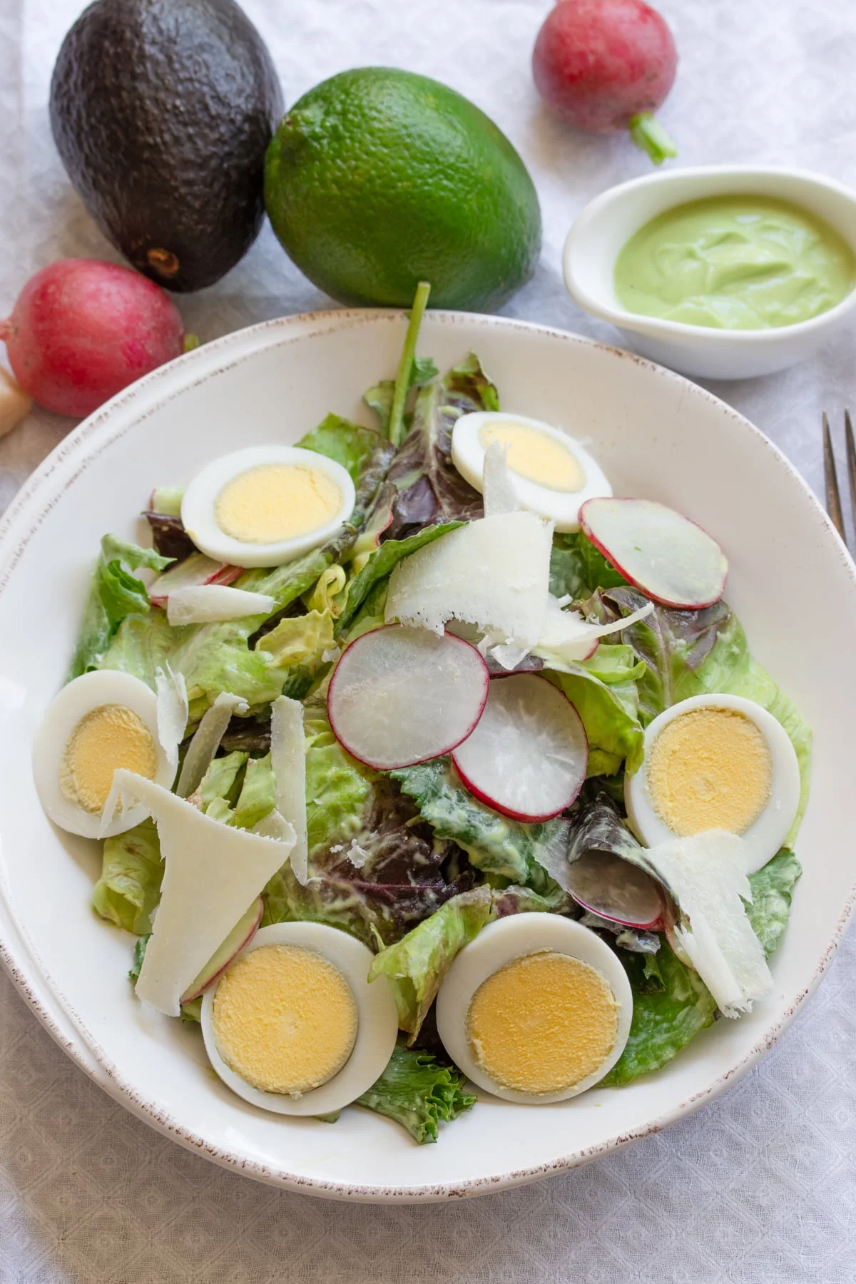 Avocado Dressing Over Mixed Green Salad
