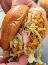 BBQ Chicken Sandwich with Dill Pickle Slaw (Slow Cooker)