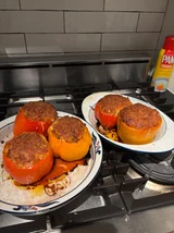 Cheesy Beef and Rice Stuffed Peppers