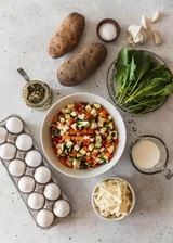 Roasted Veggie Breakfast Casserole With Pesto