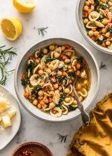 Lemony Chickpea Soup With Parmesan & Pasta