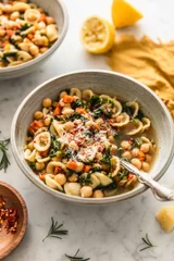 Lemony Chickpea Soup With Parmesan & Pasta