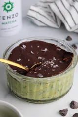 Matcha Overnight Oats with Chocolate Shell