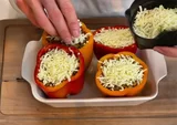 Cheesy Beef and Rice Stuffed Peppers