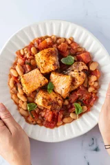 Tuscan Style White Beans with Salmon