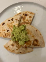 High Protein Chicken Quesadilla with Avocado Yogurt Sauce
