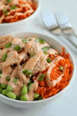 Teriyaki Salmon Bowls with Spicy Mayo Sauce