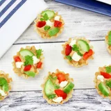 Roasted Red Pepper Hummus Phyllo Cup Appetizers