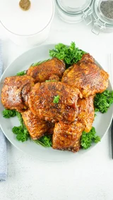 Sticky BBQ Smoked Chicken Thighs