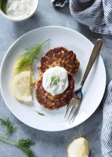 Crispy Salmon Patties with Lemon Dill Sauce