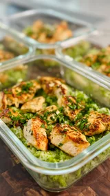 Lemon Garlic Chicken with Broccoli Cheddar Rice