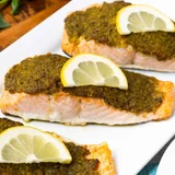 Baked Pesto Crusted Salmon with Panko