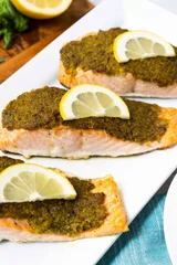 Baked Pesto Crusted Salmon with Panko