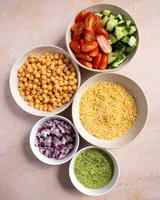 Chickpea Orzo Salad with Pesto