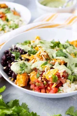 Southwest Chicken Rice Bowls with Avocado Dressing