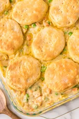 Chicken Pot Pie Casserole with Biscuits