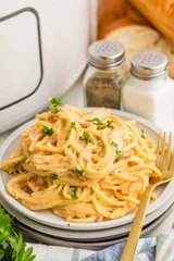 Slow Cooker Rotel Chicken Spaghetti