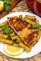 One Pan Salmon Pesto Pasta