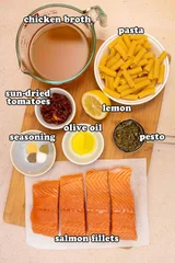 One Pan Salmon Pesto Pasta