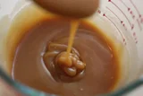 Bisquick Banana Pancakes with Peanut Butter Syrup