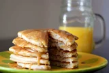 Bisquick Banana Pancakes with Peanut Butter Syrup