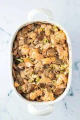 Sushi Bake with Salmon and Mushrooms 