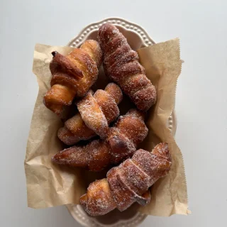 Mini Fried Croissants with Dark Chocolate Cream