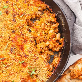 Cheesy White Bean Tomato Bake