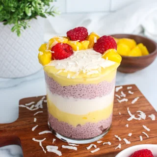Raspberry Mango Chia Pudding Parfait