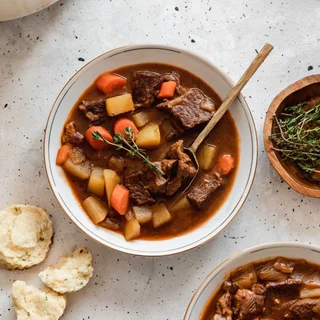 Irish Beef Stew + Cheddar Chive Biscuits