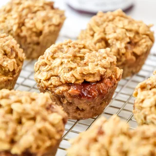 Peanut Butter & Jelly Baked Oatmeal Cups