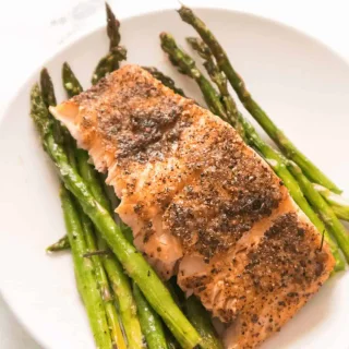 Air Fryer Salmon and Asparagus