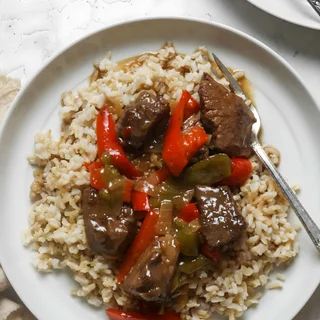 Beef Tips and Rice