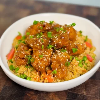 High Protein Crispy Orange Chicken Bowls