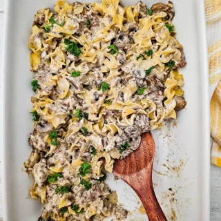 Easy Ground Beef Stroganoff Casserole