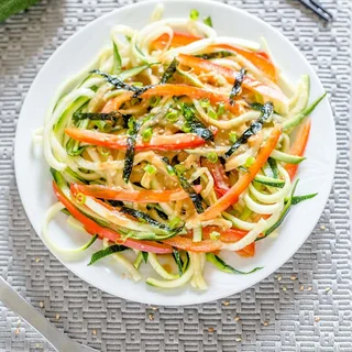 Japanese Zucchini Noodle Salad with Miso Dressing