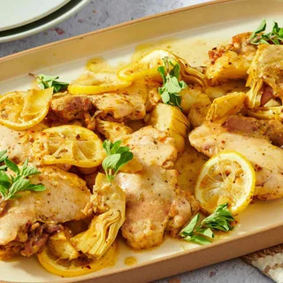 Sheet Pan Lemon Artichoke Chicken Thighs