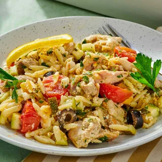 Greek Lemon Chicken Orzo Casserole