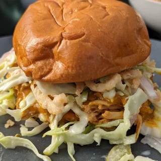 BBQ Chicken Sandwich with Dill Pickle Slaw (Slow Cooker)
